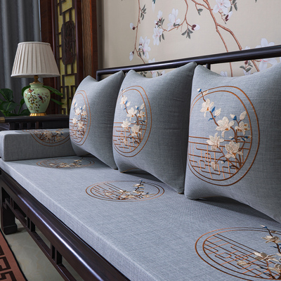 高档红木沙发坐垫实木沙发垫家具椅子座垫加厚海绵垫刺绣防水定制