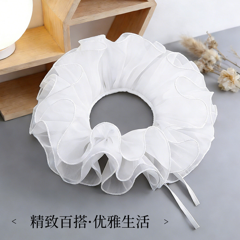 仙气网纱褶皱假领子女甜美大荷叶边设计适配毛衣连衣裙气质装饰领