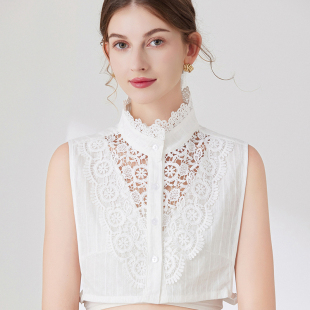 假领子女百搭假衣领秋冬季白黑色高档毛衣卫衣内搭衬衣立领花边领