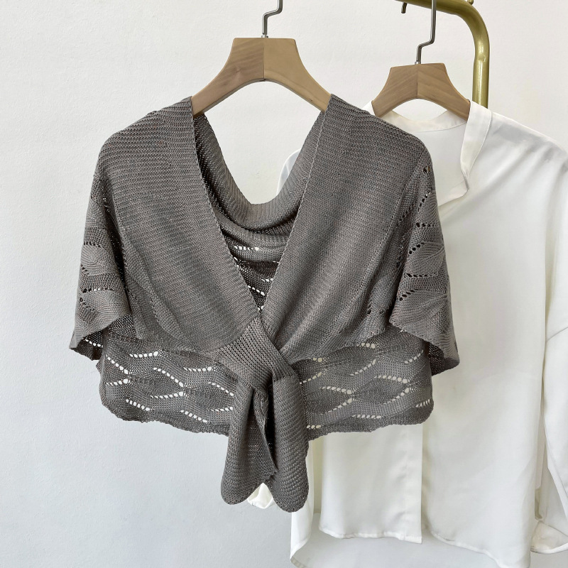 鱼尾纹韩版小披肩百搭针织纯色礼服旗袍空调房小外套时尚外搭围巾