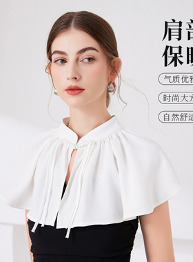 中式复古假衣领便捷珍珠盘扣春秋冬搭配毛衣衬衫简约百搭假领披肩