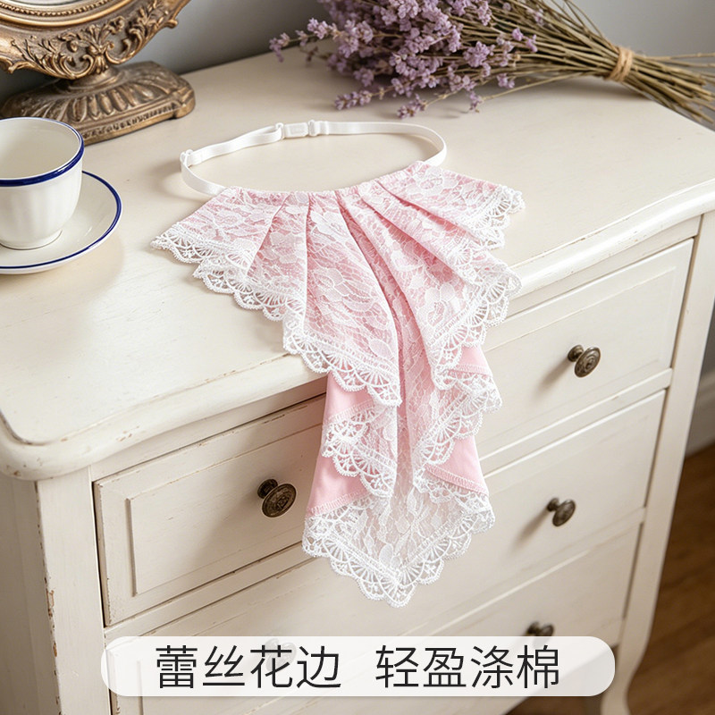 樱花粉轻奢挂脖领女士温柔假领软妹休闲穿搭氛围感领结领花假领子