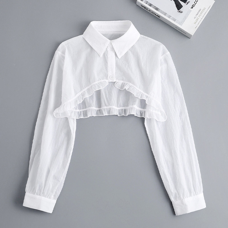 披肩春秋配裙子纱料短款外搭雪纺小披肩百搭洋气长袖时尚薄款外套