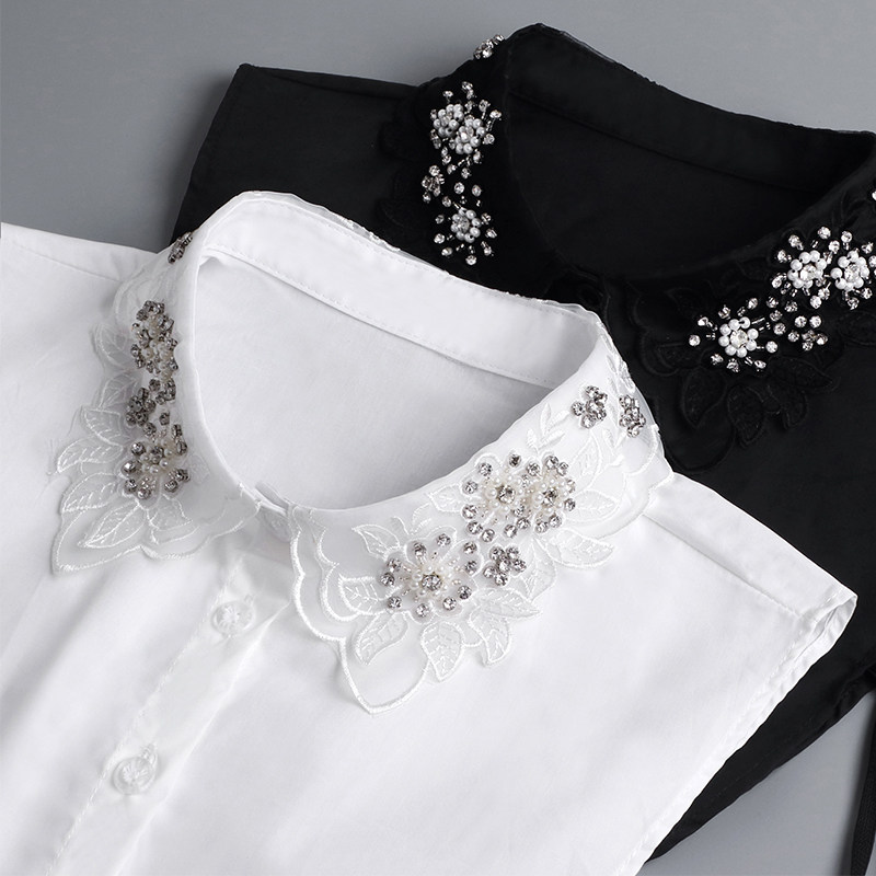 假领子女秋冬春百搭木叶绣花领子搭配毛衣衬衣多功能装饰领内搭领