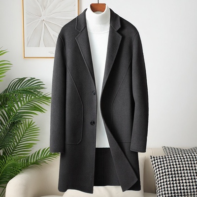 毛呢大衣男款秋冬羊绒妮男士呢子风衣羊毛大衣男中长款双面呢外套
