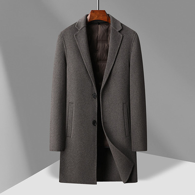 手工毛呢加厚2025冬羽绒内胆双面呢大衣男羊绒中长款羊毛呢子外套