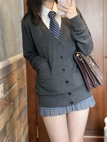 LF原创基础款开衫毛衣纯色学院风