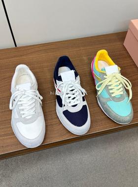真皮拼色情侣德训鞋男女百搭透气舒适平底运动鞋休闲软底小白鞋