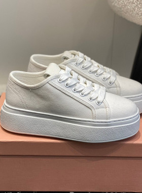 松糕厚底透气帆布鞋小个子增高休闲运动鞋简约百搭小白鞋女夏新款