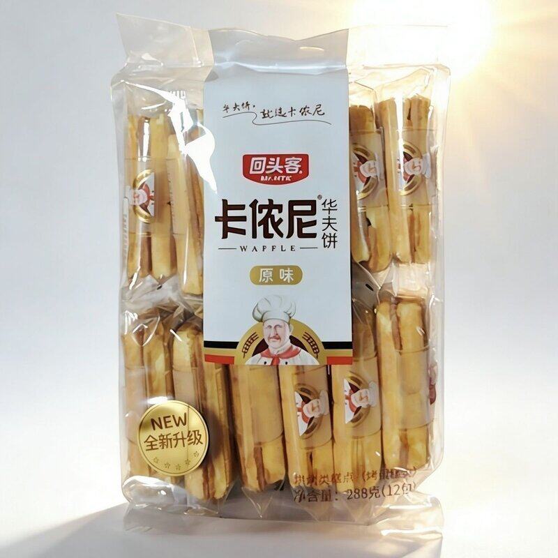 新日期】回头客华夫饼288g原味鸡蛋味卡侬尼早餐蛋糕面包零食