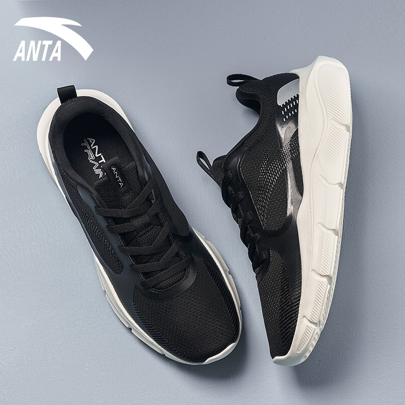 运动鞋黑男士跑步鞋安踏官方正品