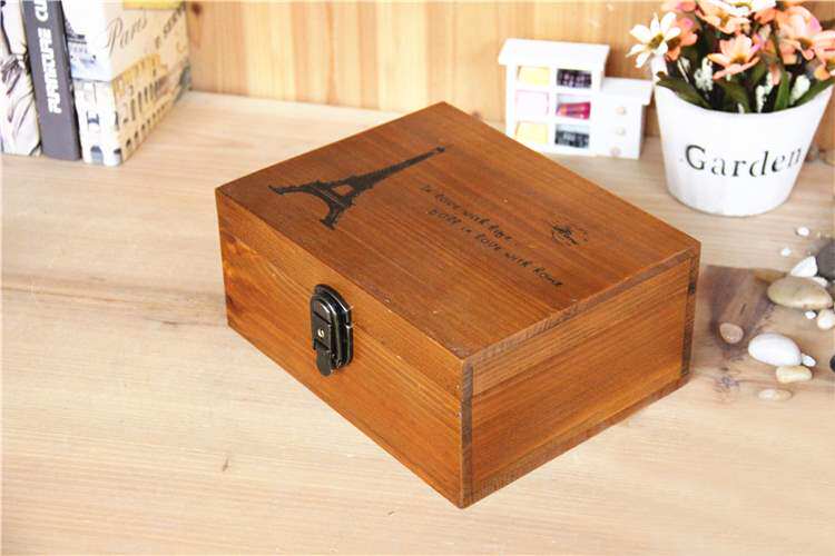 收纳盒桌面复古木箱子带锁长方形实木收藏盒整理小木盒密码储物箱