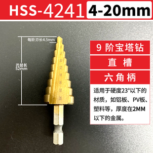 宝塔钻头6542多功能打孔不锈钢专用扩孔开孔器4241金属扩孔阶梯钻