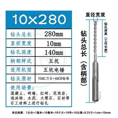 【杰盛优品】五坑电锤钻头三槽两坑SDS-MAX出口水泥冲击穿墙施工