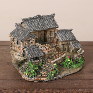 田园迷你农家小房子树脂摆件桌面茶几阳台庭院装 饰花盆盆栽造景