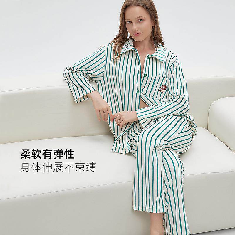 天鹅绒条纹睡衣女款秋冬季2025新款睡裤两件套长袖家居服套装男款