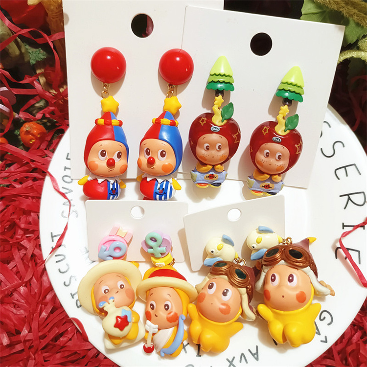 原创手作树脂卡通泡泡玛特耳环女