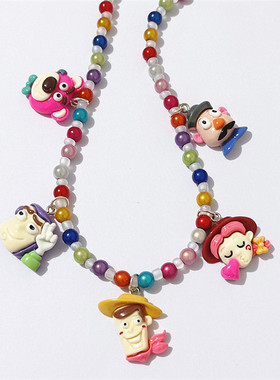 项链玩具总动员胡迪草莓熊镭射珠