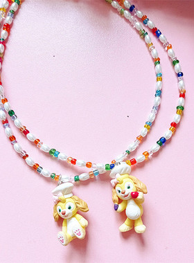 cookie曲奇狗饼饼仿珍珠串珠项链