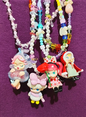 原创手作卡通泡泡玛特水晶项链女