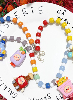 拉面波波猪酱油小猪彩虹糖果项链