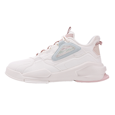 特步女鞋峰行板鞋皮面高帮运动鞋