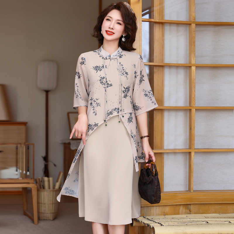 妈妈春装连衣裙中长款2025新款洋气中年女装春夏旗袍改良时尚裙子