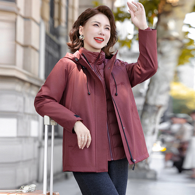 中老年妈妈可拆卸保暖羽绒服外套