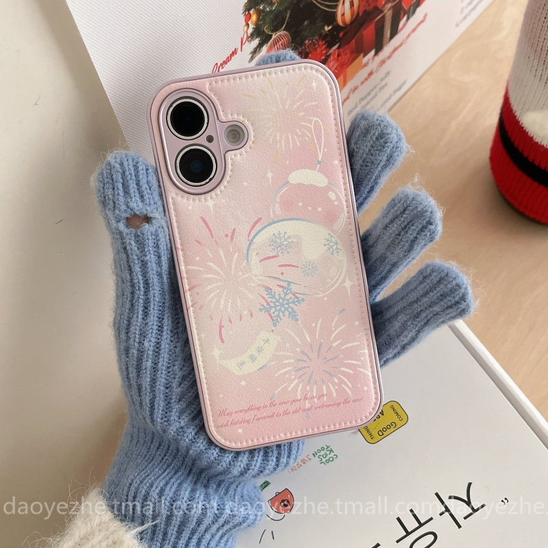 皮纹少女粉新年烟花适用华为mate70手机壳Pura70新款P60/50可爱nova13/12荣耀300女8防摔7秋冬11/40皮质90pro,3C数码配件,手机保护套/壳,淘宝优惠券,粉丝福利购,淘宝优惠卷