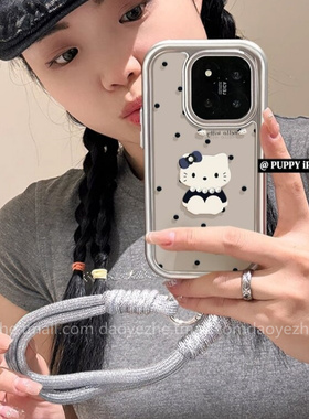 透明甜酷KT猫咪手绳适用于小米15手机壳K80/K70创意note14/13电镀K60硅胶红米K50小众女12X防摔K40pro+保护套