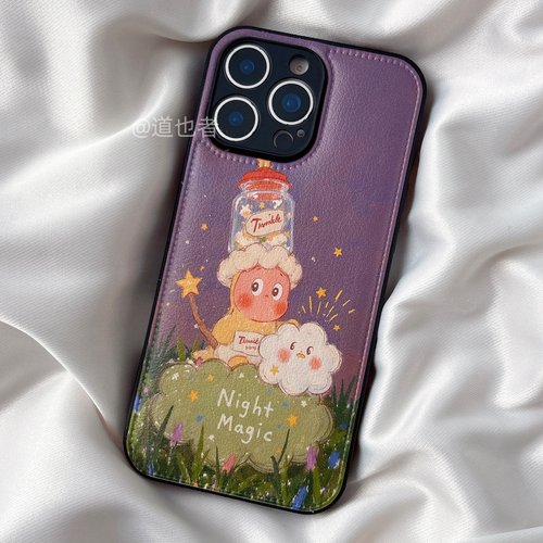 皮纹紫色夜空星星人oppoReno15手机壳FindX9/X8S+新款Reno14/13皮质Reno11pro可爱7女6硅胶全包防摔10保护套