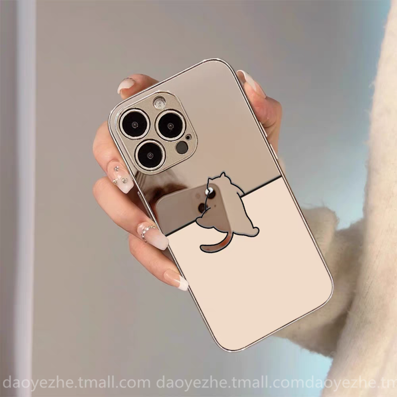 爬墙猫咪镜面适用华为mate70手机壳Pura70新款P60/P50e电镀nova13手链12荣耀300补妆镜8全包11/40硅胶90pro女,3C数码配件,手机保护套/壳,淘宝优惠券,粉丝福利购,淘宝优惠卷