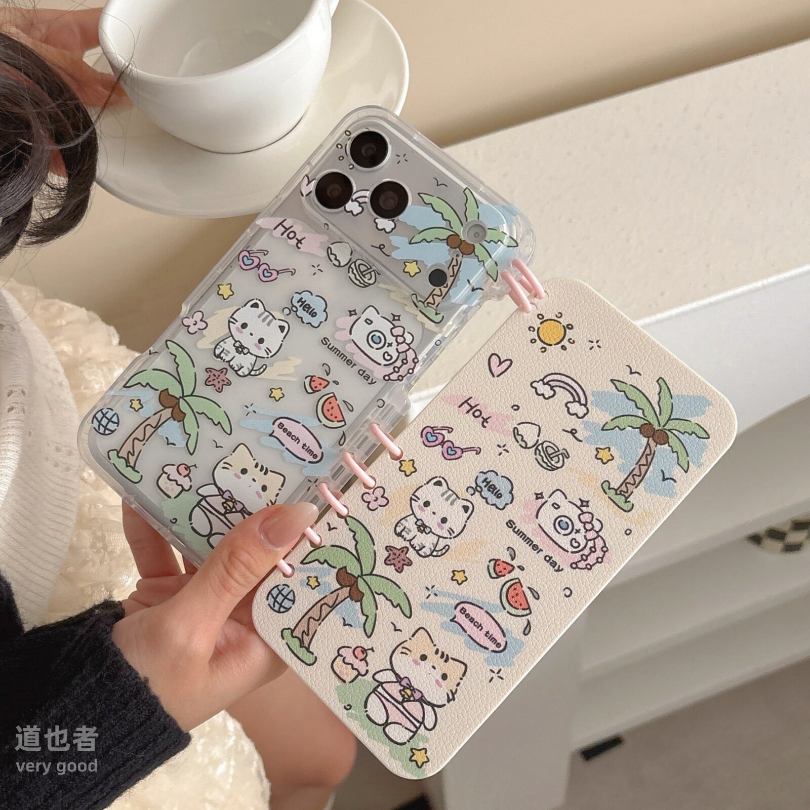涂鸦猫咪翻盖笔记本vivoX300S手机壳S50新款X200S趣味X100书本壳S30/S19支架X90小众S18女硅胶S20防摔S17pro