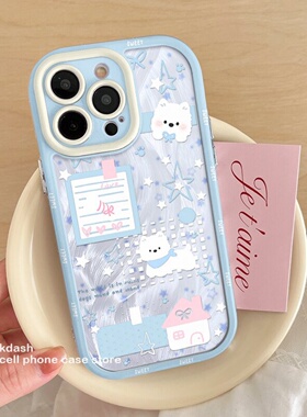 蓝色小狗适用华为mate70手机壳Pura80新款P60可爱nova14气囊13/12荣耀400高级感8防摔P50全包11女40硅胶90pro