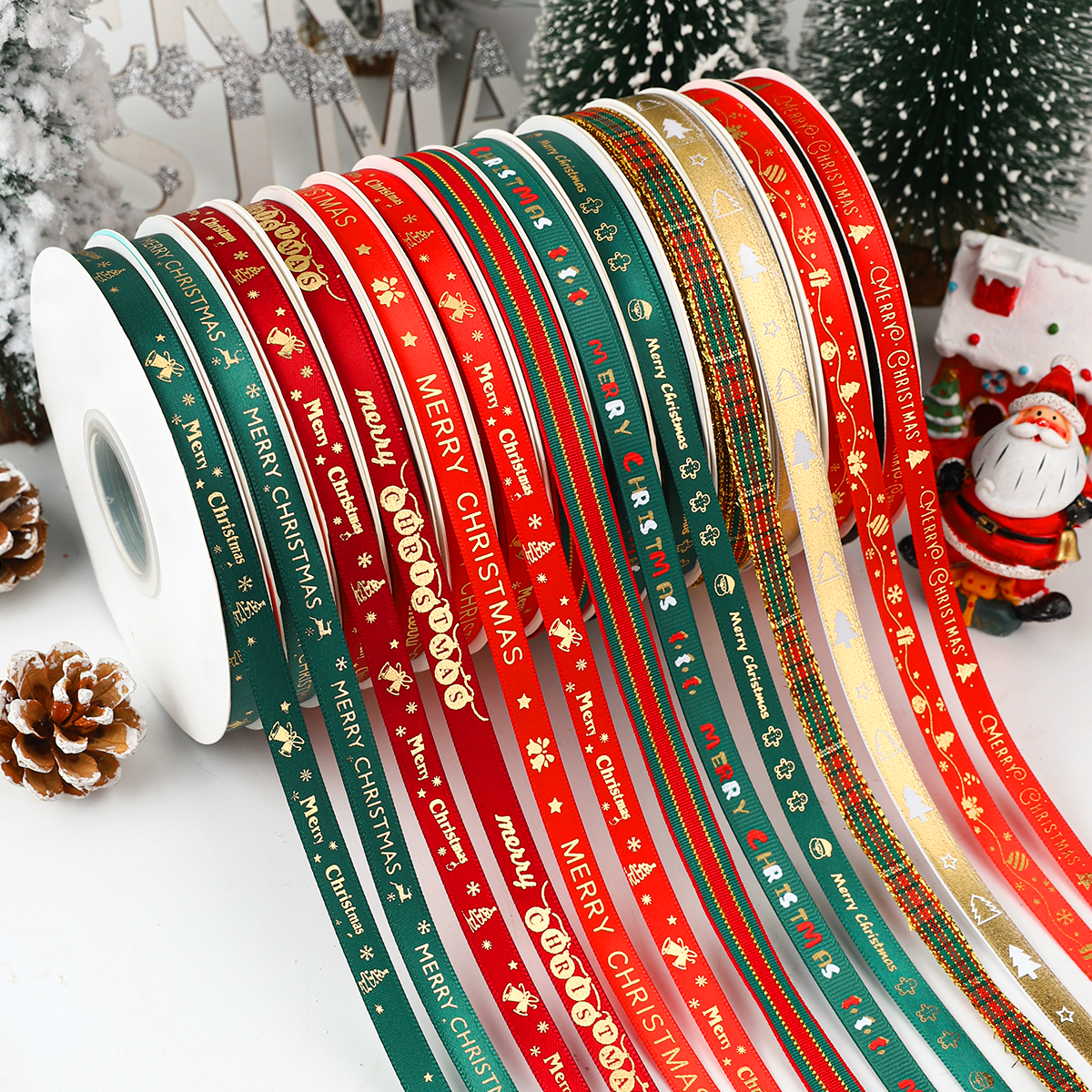 1cm圣诞节丝带细包装彩带