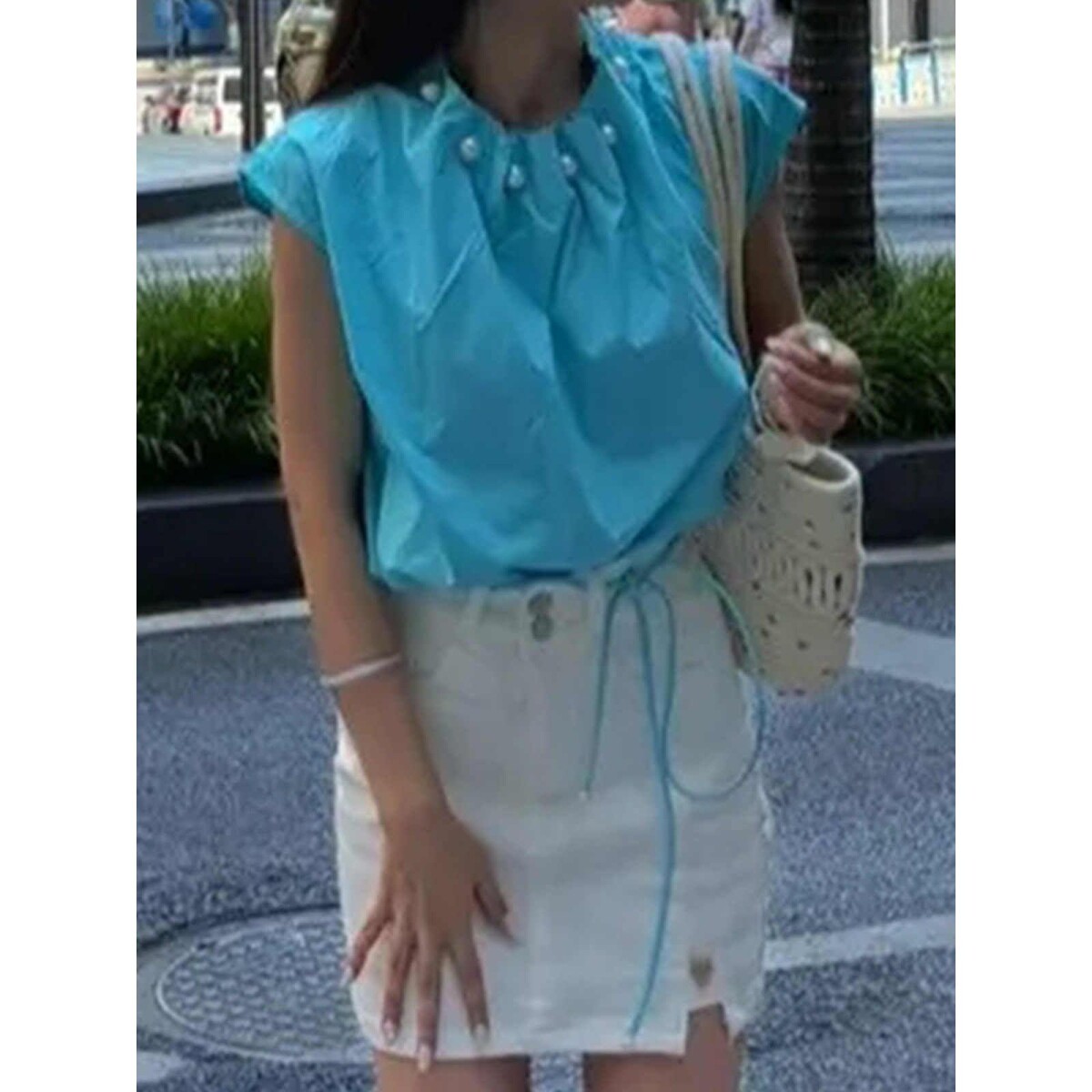 法式无袖衬衫上衣女士202