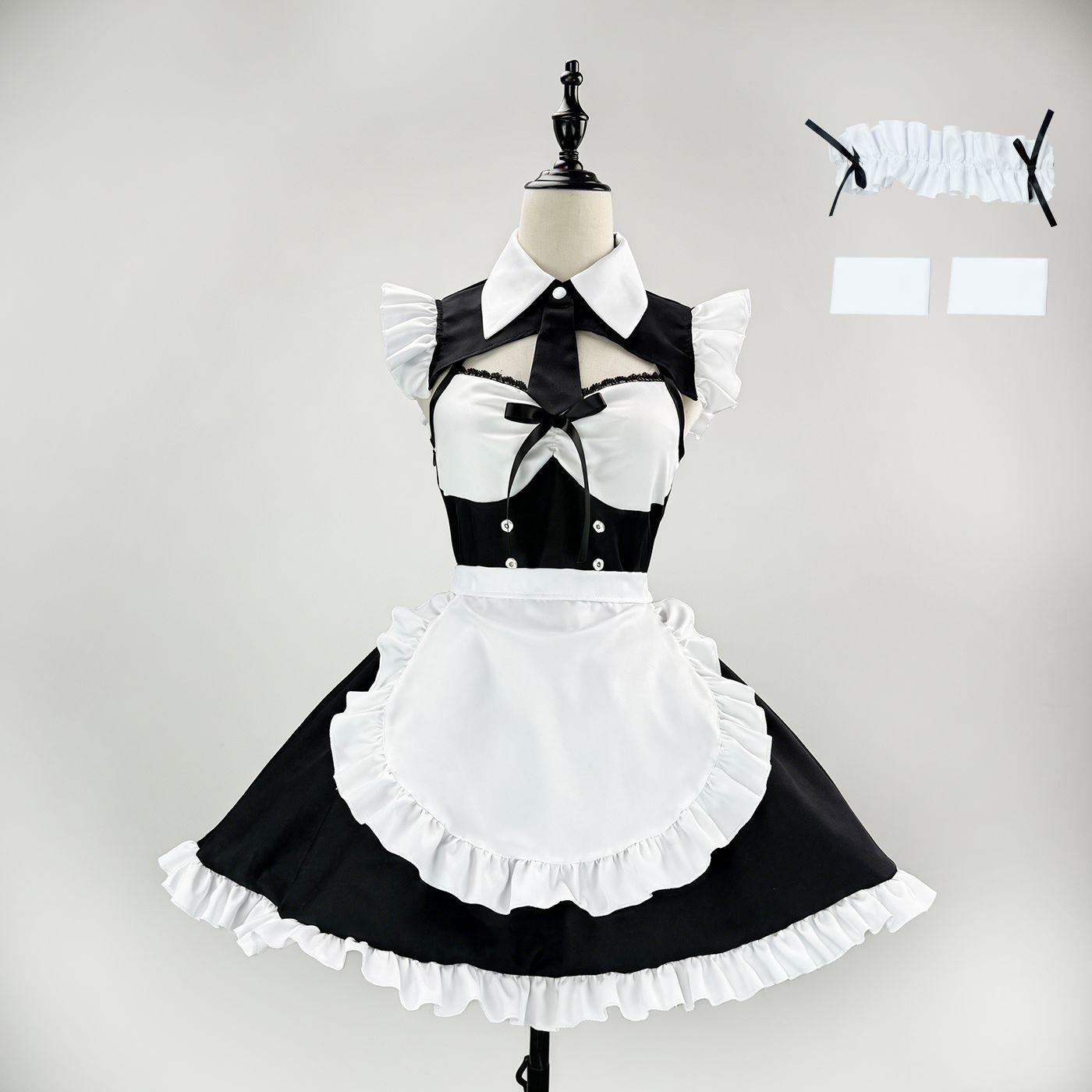 新款 跨境纯欲风露背款 女仆装 COSPLAY演出服大码女佣 游戏制服