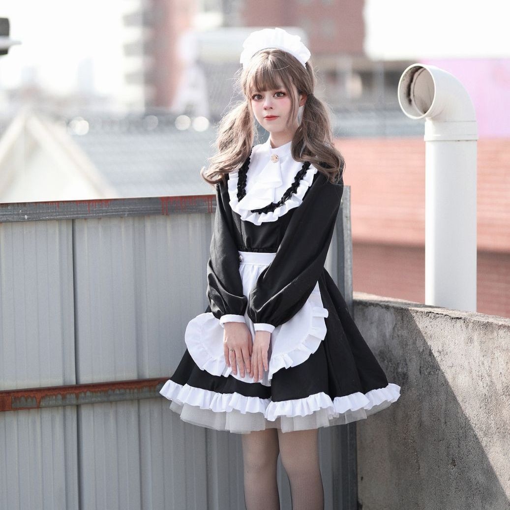 原创 跨境亚马逊 LOLITA豪华英式女仆装 长袖女仆演出服 COSPLAY