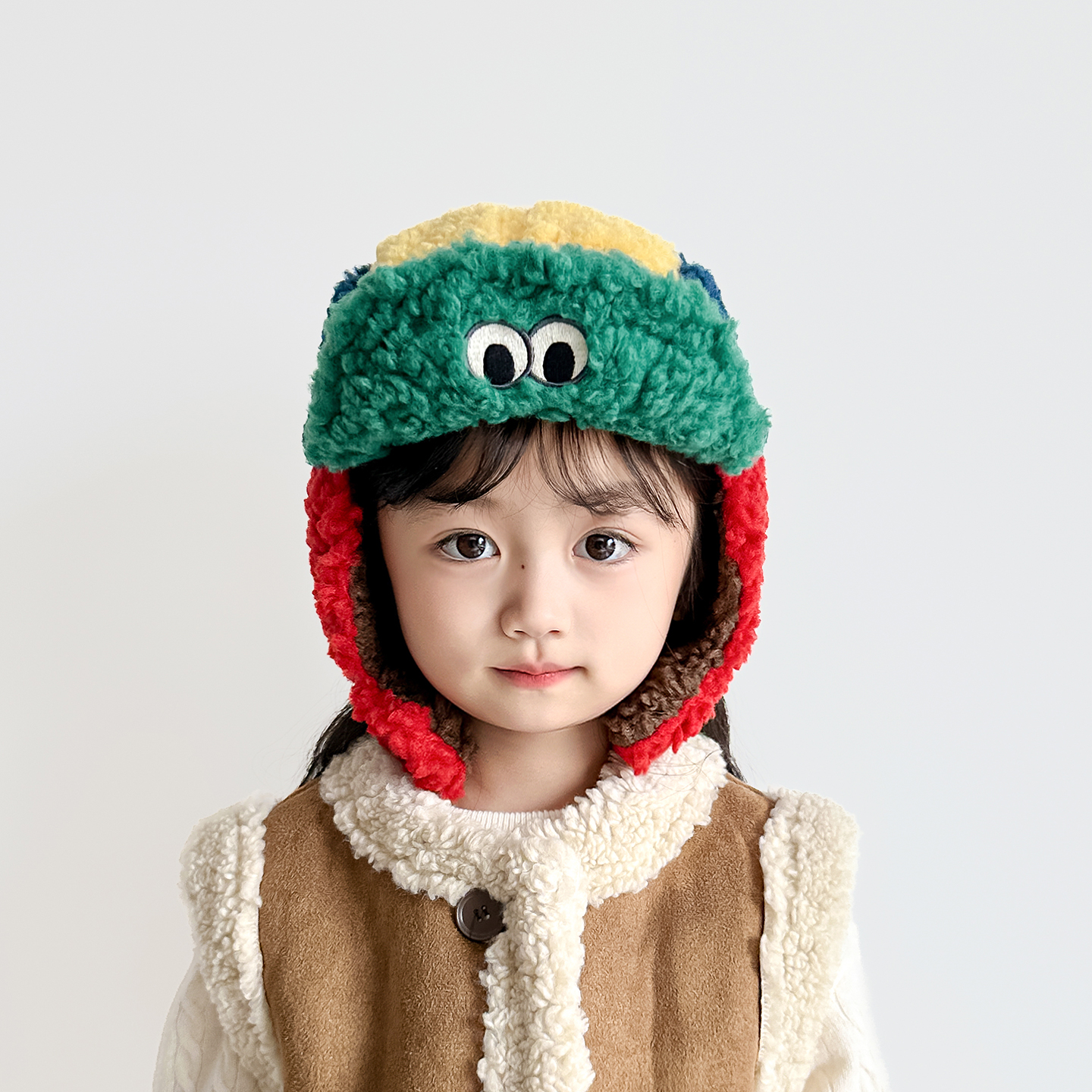 儿童帽子冬季可爱泡芙蛙羊羔绒男女童保暖雷锋帽翅膀亲子护耳帽潮