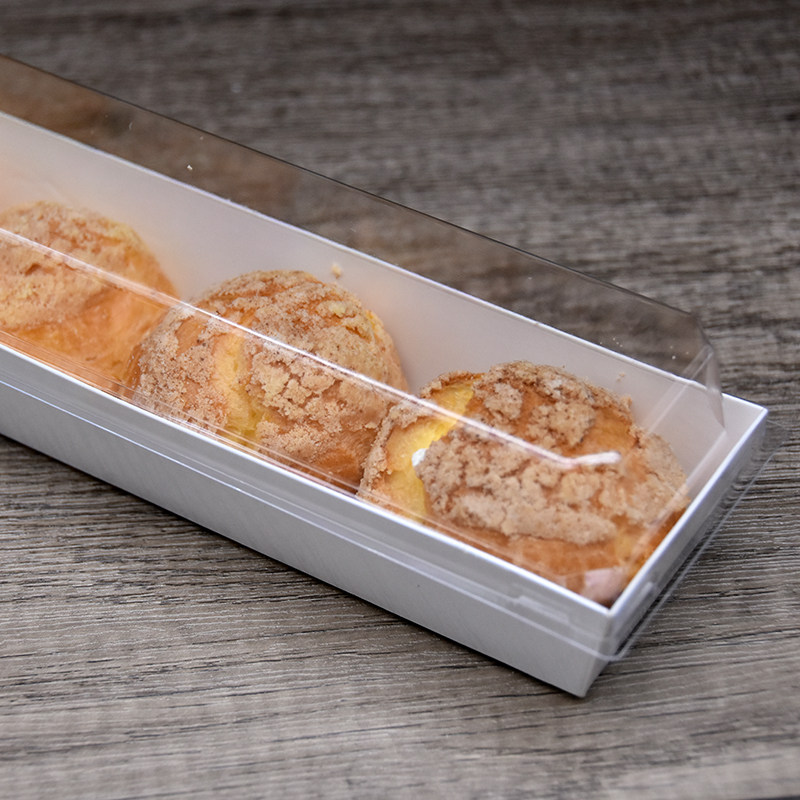 人气泡芙闪电脆皮泡芙天地盖纸塑西点盒子长条法式泡芙盒流心泡芙