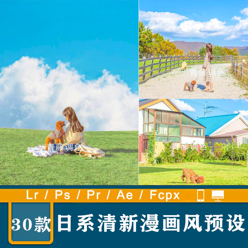 LR预设日系清新漫画风PS动漫街拍风光人像滤镜PR/FCPX达芬奇剪映