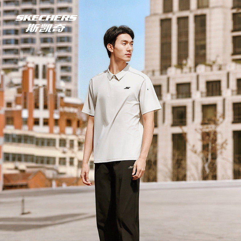 斯凯奇正品男士柔软面料科技吸湿速干防晒运动POLO衫休闲运动上衣