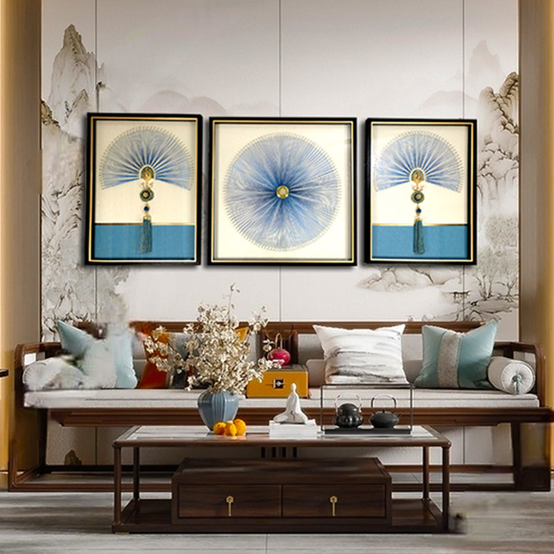 客厅装饰画后现代轻奢三联沙发背景餐厅卧室墙挂画立体画抽象绕线