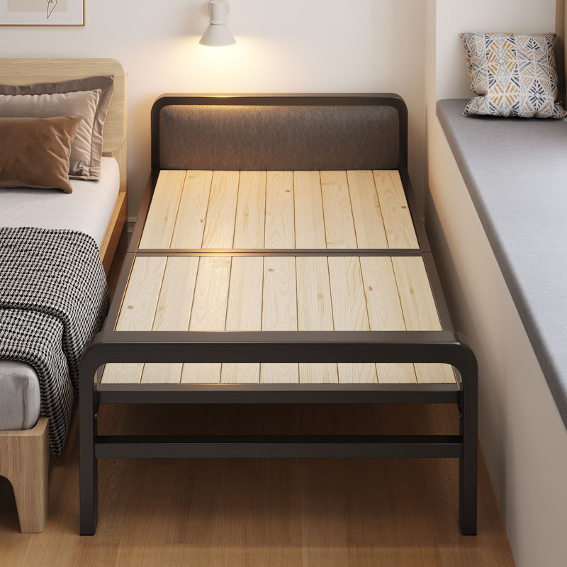 折叠床实木床板家用简易双人午睡陪护床金属加固单人床钢架钢木床