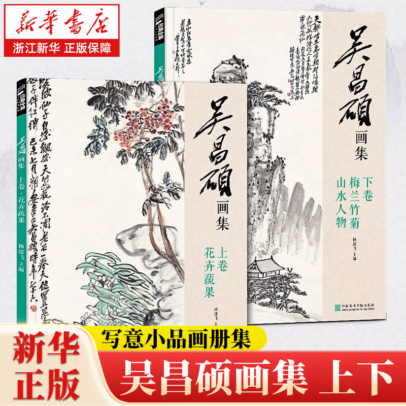 任选2册】 吴昌硕画集上+下 上卷·花卉蔬果 下卷·梅兰竹菊山水人物 中国画临摹范本书籍 写意小品画册集 初学者入门教材