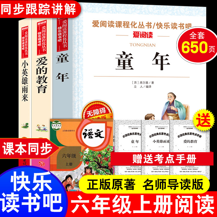全套3册 爱的教育 小英雄雨来 童年书高尔基原著完整版 六年级快乐读书吧阅读书籍小学生六年级上册课外书 搭配人教版课本阅读高性价比高么？