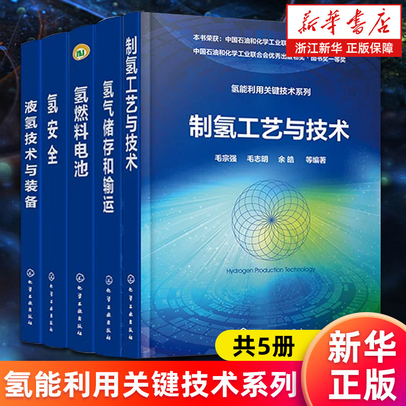 氢能利用关键技术系列5册 氢燃料电池+液氢技术与装备+制氢工艺与技术+氢安全+氢气储存和输运 氢能储能发电氢能源利用储能发电图片