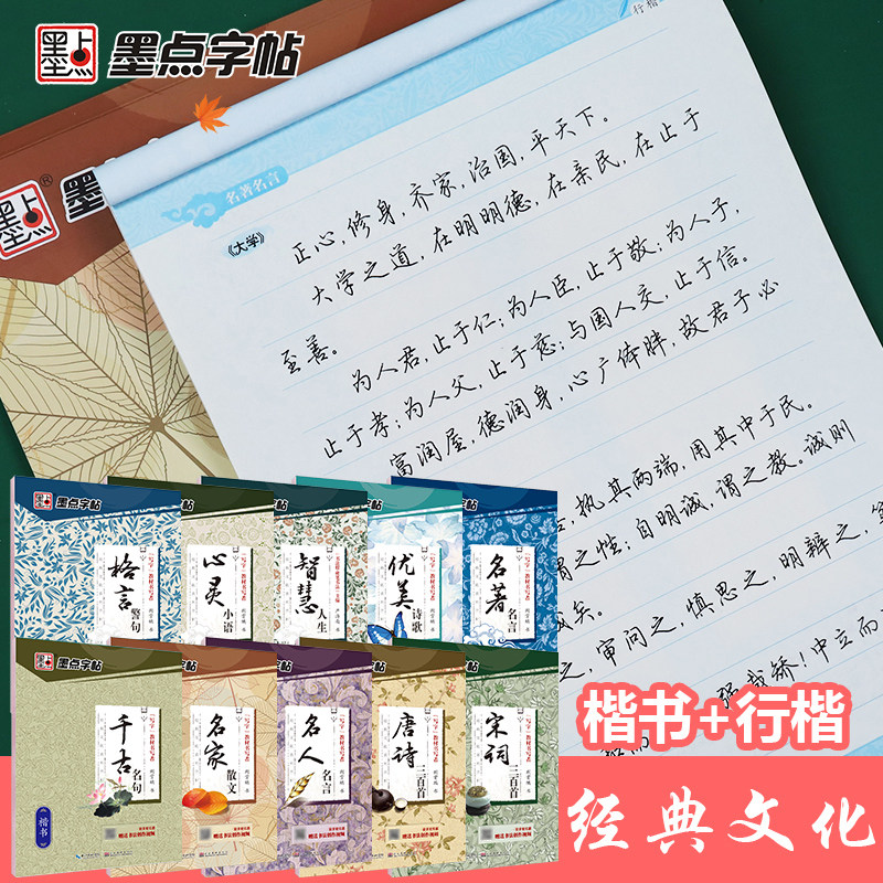 墨点字帖荆霄鹏行楷字帖楷书女生字体漂亮临摹练字成年成人大学生初学者小学生硬笔书法练字帖通用规范汉字7000常用字行书行楷字帖