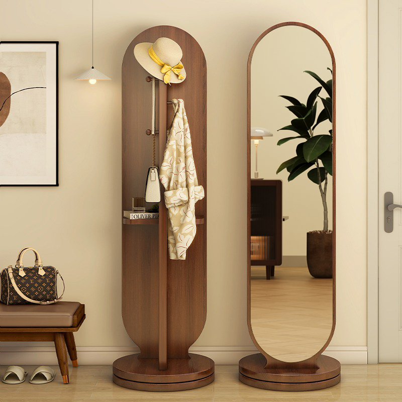 可旋转全身落地穿衣镜家用女生卧室挂衣帽架镜一体简约立式试衣镜