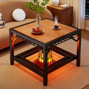 烤火桌子2025新款冬季多功能取暖家用可折叠四方桌简易餐桌茶几桌